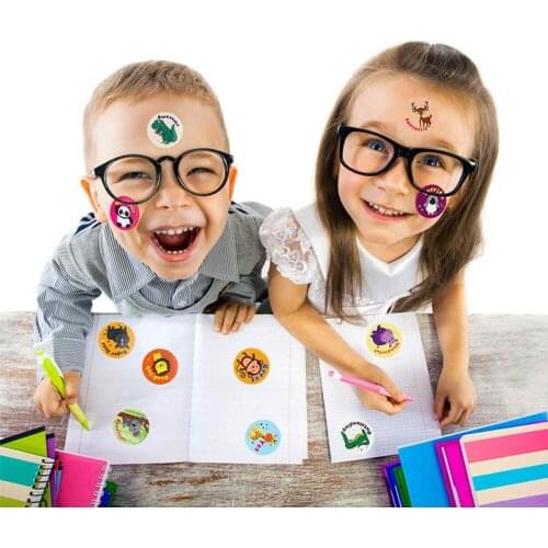 500Pcs Animals Thank You Stickers 1" Diameter Kids Party Reward Gift Bags Labels Paper Shirts Plastic Bags Sticker Roll Adhesive