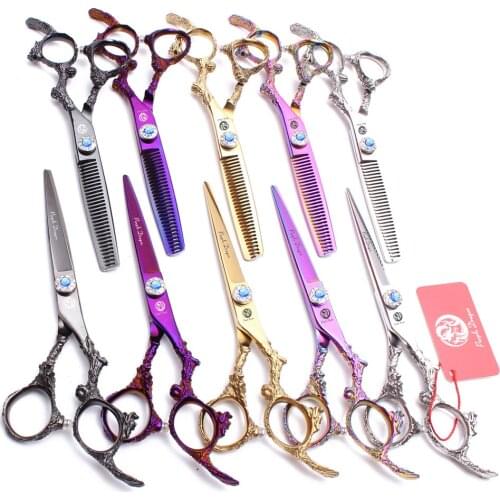 9005# 5.5" 440C Purple Dragon Hairdressing Scissors Cutting Shears Thinning Scissors Professional Hair Scissors Haircut Scissors