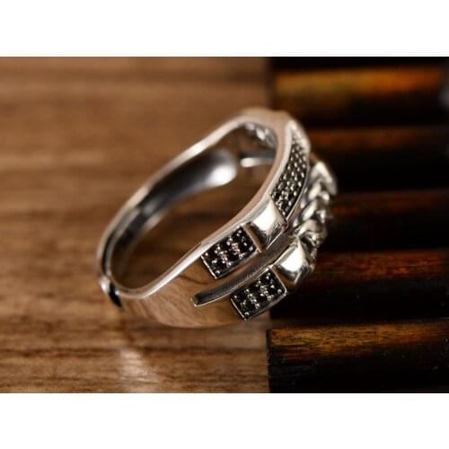 925 Sterling Silver women mens rings ring Jewelry adjustable size A3766