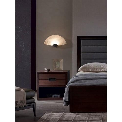 New Chinese fan Acrylic white wall lamps living room hall bedroom modern aisle study lamp wall sconces lights decor lighting