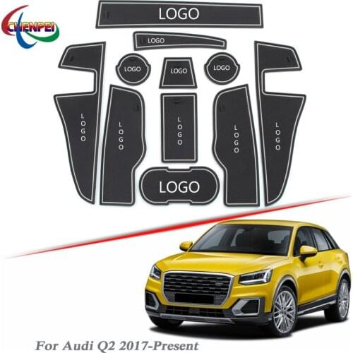 Brand LOGO Car Styling For Audi Q2 2017-Present Gate Slot Pad Lnterior Door Groove Mat Non-slip Dust Mat Intorior Accessory