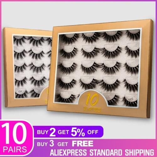 AY 10Pair /SET 3D Mink Lashes Natural False Eyelashes Dramatic Volume Fake Lashes Makeup Eyelash Extension Silk Eyelashes