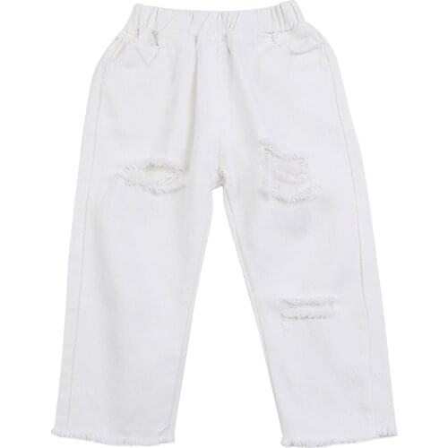 White Kids Jean Pants Girls Cute Autumn Spring Clothing New Childrens Fashion Casual Pants