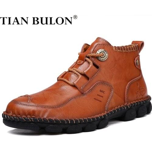 Autumn Winter Leather Men Ankle Boots Men Work Boots Men Casual Shoes Fashion Mens Boots Designer Mens Soft Sneaker Plus Size 48