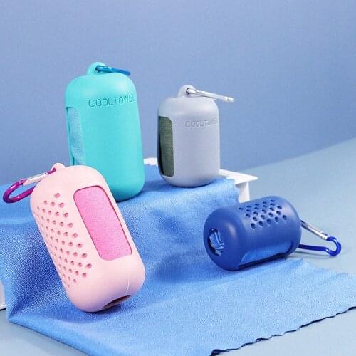 Quick Drying Microfiber Towel Sports Instant Cooling Ice Towel Portable Outdoor Travel Fitness Running Towel Silicone Bag