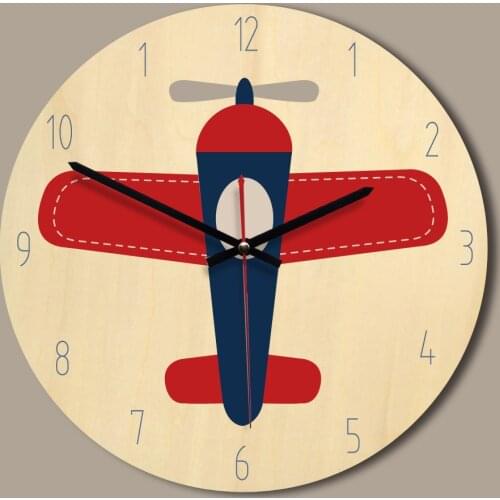 Children room Wooden Wall Clock Modern Design 11 Inch Colorful Printing Wall Watch Circular Mute Klock Special Gift