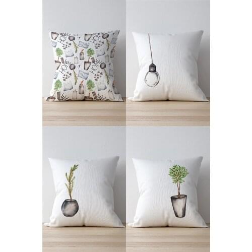 Double Side Printed Sweet Home Pattern 4'Lü Suede Pillow Decorate Case Good Quality Stylish Home Garden Room Kitchen Gift Convenient Decorative Modern