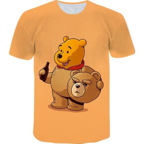 Disney winnie the pooh tshirt kids Boys Girls Top Cute T shirt Childrens Clothes Fashion Digital printing Short Sleeve Tees