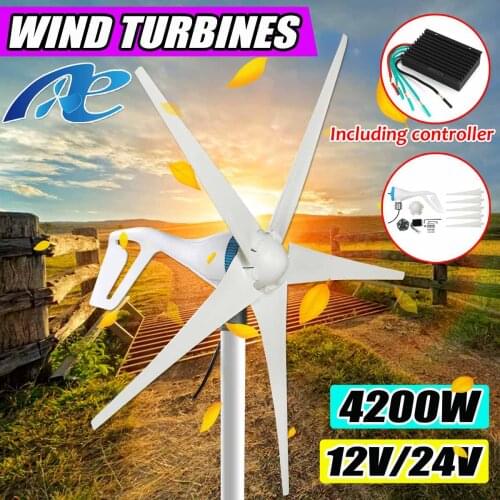 4200W 5 Blades Horizontal Wind Generator Wind Turbines Generator Energy Turbines Charge with controller for Home Camp 12V/24V