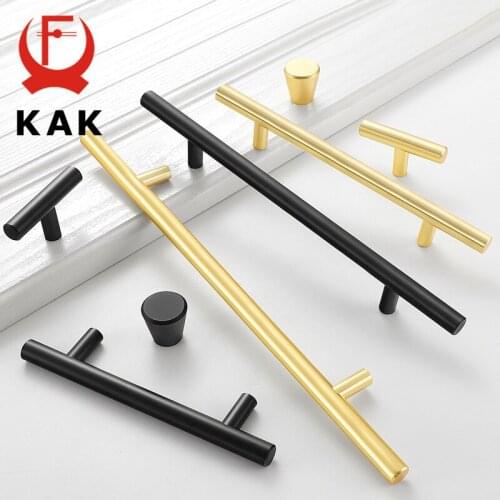 KAK Black Kitchen Handle T-Bar Pulls Cabinet Handle Drawer Knobs Straight Long Wardrobe Door Handles Furniture Handle Hardware