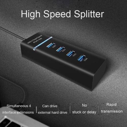 USB 3.0 Hub 4 Port USB Splitter Expander Ac Adapter Extremely Fast Usb Computer Splitter For PC Laptop