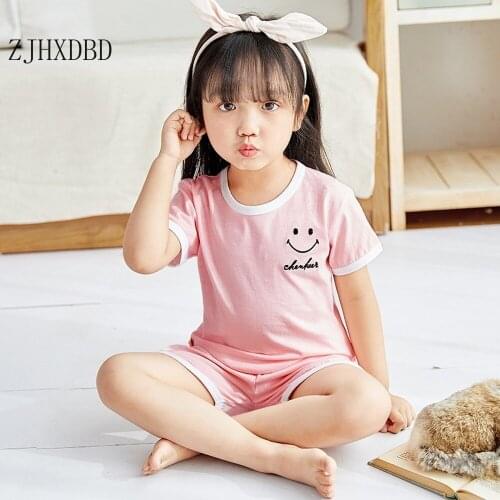 2020 Summer Short-sleeved Childrens Pajamas Cotton Shorts Boys and Girls Pajamas Home Clothes Cotton Suits Sleepwear Nightwear