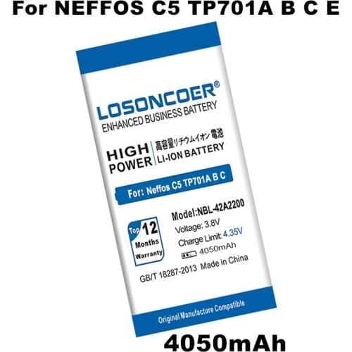 LOSONCOER NBL-42A2200 4050mAh 3.8V Replacement Battery For neffos C5 TP701A B C E Mobile Phone Battery Batteries+Quick Arrive