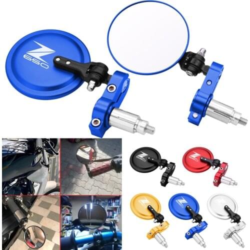 Motorcycle Mirrors - 3 Inch Round Folding Bar End Side Mirror Compatible For KAWASAKI Z650 z650 Z-650 2017 2018 2019 2020 2021