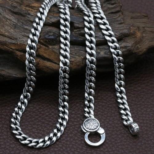 New s925 pure silver fashion jewelry personality couple Thai silver necklace for man mantra safe man necklace