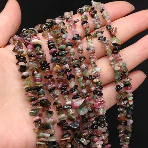 Natural Semi-precious Stone Unshaped Tourmaline 3x5-4x6mm For DIY Necklace Earrings Accessories Gift Length 40cm
