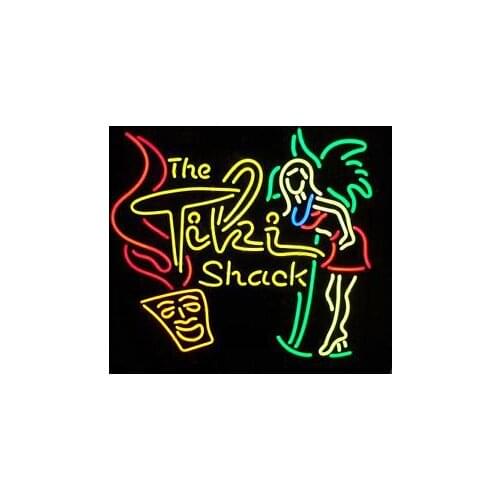 NEON SIGN the tihi shack girl tree REAL GLASS BEER BAR PUB display Light Signs Signboard Convenience Store Shops 18*18"
