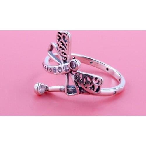 New Fashion Original 925 Silver Shimmering Dragonfly Ring For Women Wedding Engagement Pan Rings DropShipping Wholesale