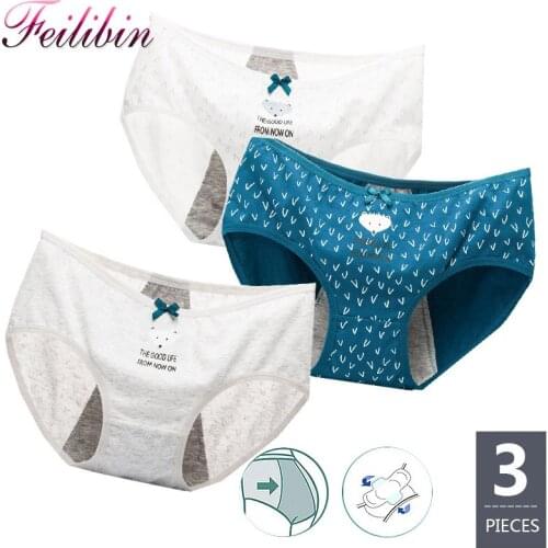 New 3Pcs/lot Women Period Panties Leak Proof Menstrual Physiological Pants Underwear Girls Healthy Cotton Seamless Ladies Briefs