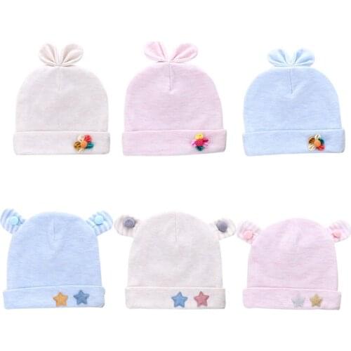 New Cotton Baby Hat Autumn And Winter Baby Hat Cartoon Knitted Hat Baby Double Ball Cap Double-layer Cotton Soft Fabric