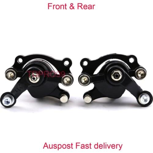 Front Right + Rear Left Disc Brake Calipers Pair 47cc 49cc Mini Bicycle Rocket ATV QUAD Four Wheels Go Kart Dirt Bike Parts