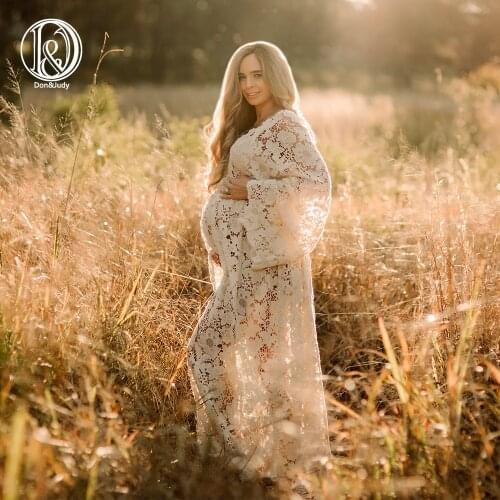 Don&Judy Boho Dress for Photo Shoot Beige Vintage Maternity or Non-maternity Dresses Bohemian Pregnancy Gown Photography Dress