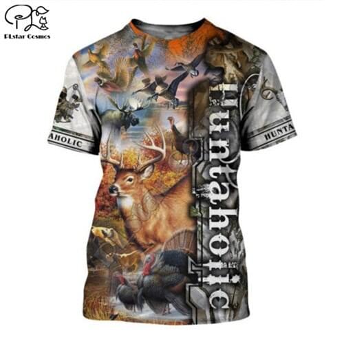 PLstar Cosmos Animal Deer Bow Hunting Hunter Camo Harajuku NewFashion 3DPrint Unisex Summer Short Sleeve T-shirts Men/Women b-1