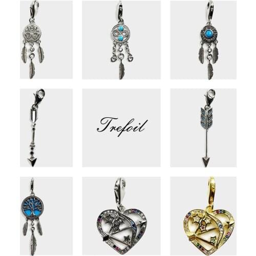 Dreamcatcher Hearts Charm Pendant, Fashion Jewelry 925 Sterling Silver Trendy 2018 Gift For Women Girls Fit Bracelet Necklace