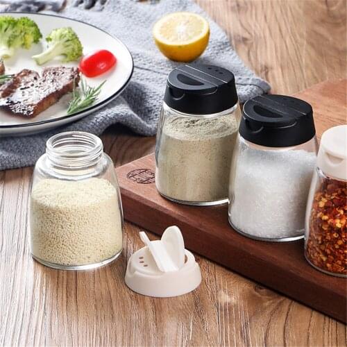 4pcs/set Clear Seasoning Rack Spice Pots Storage Container Condiment Jars Cruet Kitchen Utensils Supplies Seasoning Boxes