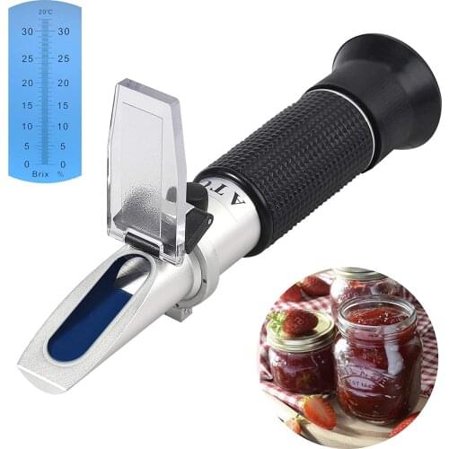 Brix Refractometer with ATC Brix 0-32% with 3 Pipette Portable Hand Held Refractometer for Sugar Content Test of Sugar Food