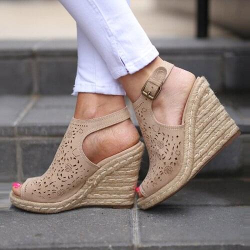 Fashion Sexy Womens Platform Sandals Summer Fashion Leisure Peep toe High heel Sandals Thick Bottom Wedges Hollow hole Shoes