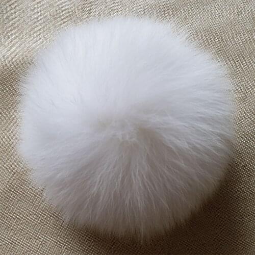 DIY Pure White Natural Fox Fur Fluffy Pompon Hats Real Fox Raccoon Fur Big Ball Pom Pom for Caps Hats Skullies Pompoms 12-14cm
