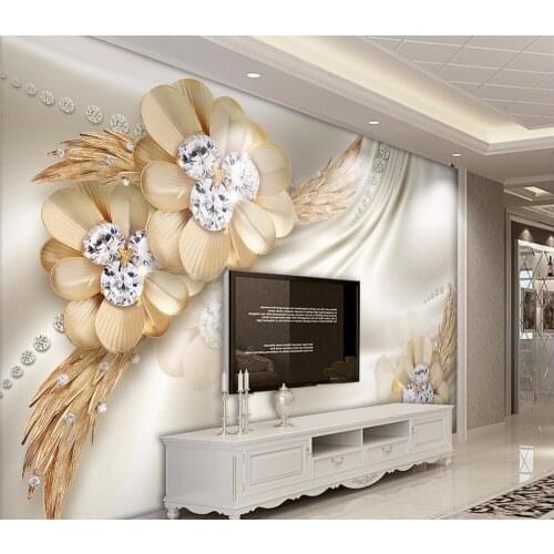 Home Improvement 3D Wallpaper Walls Printing Wallpapers For Living Room Bedroom gold flower 3D Wall Murals For Tv Backdrop