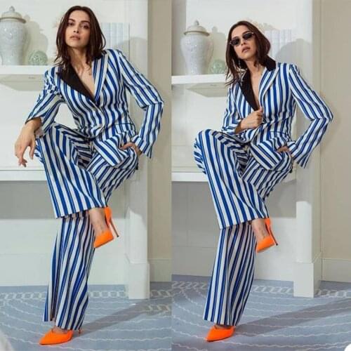 England Style Women Stripe Suits Custom Made Peaked Lapel Streetwear Business Office Lady Casual Daily Wear 2 Pieces Set