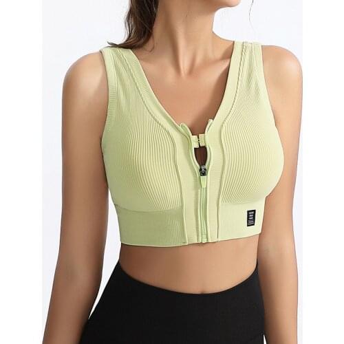 No Rims Shock Proof Front Zip Bra Sexy Lingeries Sport Crop Top Plus Size Womens Underwear Bralette with invisable hook