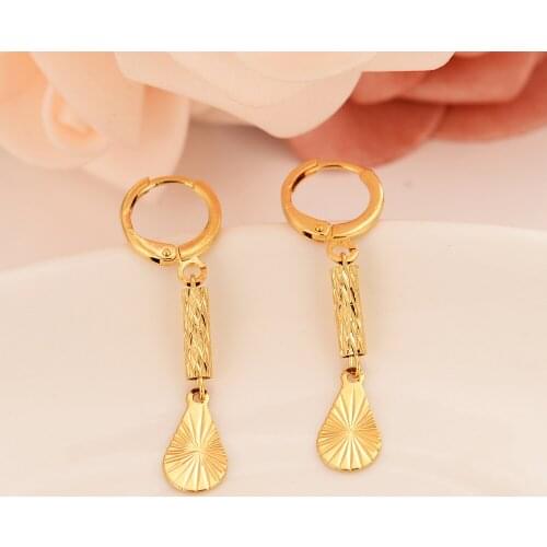 Gold Waterdrop Earrings Women/Girl Love Trendy Jewelry for African/Arab/Middle Eastern best gift wedding bridal earrings