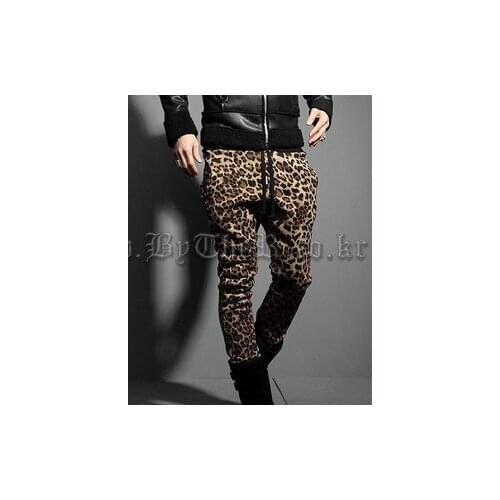 28-44 ! Plus Size Autumn Winter Mens Trousers Personality Handsome Leopard Print Slim Casualsports Pants Men Singer Costumes
