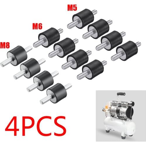 4Pcs/Set M5/M6/M8 Rubber Steel Mounts Anti Vibration Rubber Shock AbsorbersDamper for Air Compressors Water Pump Welding Machine