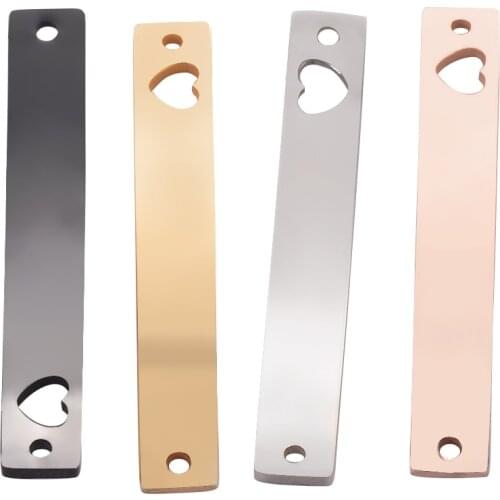 5Pcs Stainless Steel Mirror Polished Blank Bar Dog Tags Pendant Men Women Bracelet Necklace DIY For Jewelry Makings Dropshipping