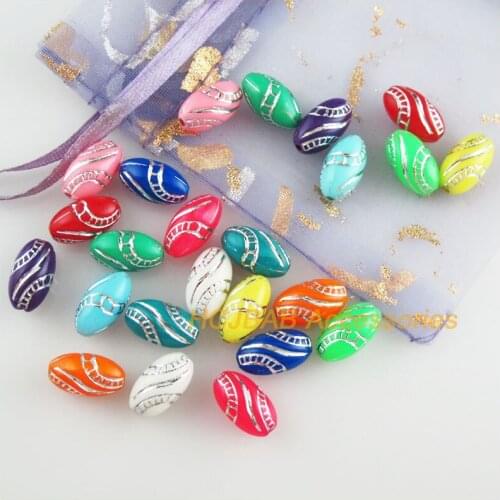 Fashion 75Pcs New Ellipse Acrylic Charms Oval Spacer Beads Mixed 8x13mm