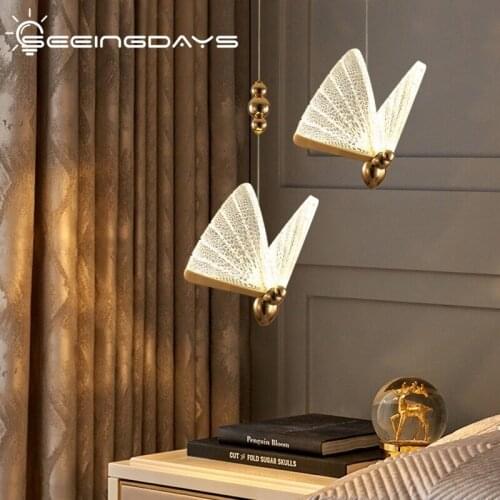 Acryl Butterfly Single Head LED Pendant Light For Bedroom Night Light Modern and Unique Living Room Luxury Restaurant Staircase