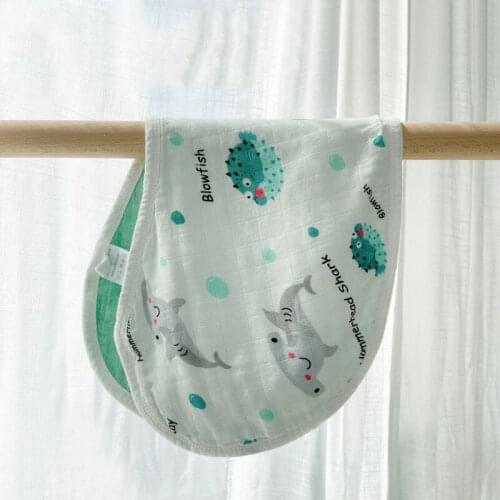Bamboo Cotton Baby Burp Cloth Soft Breathable 6 Layers Cute Cartoon Pattern Multi-Use Burp Cloth And Bib