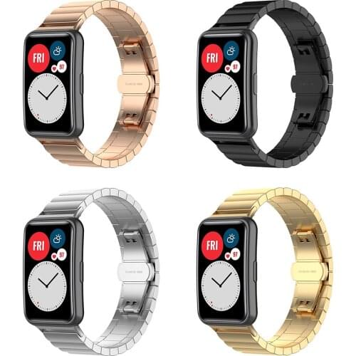 2021 Stainless Steel Metal Watch Band For Huawei Watch Fit Replacement Wrist Strap Bracelet for huawei Smart Watch Accessories