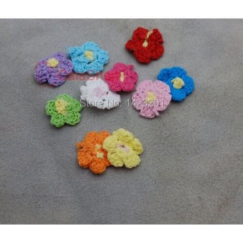 50 pcs /Lot 1" 25mm Crochet Flower Applique trim Spring sewing craft Mixed Color