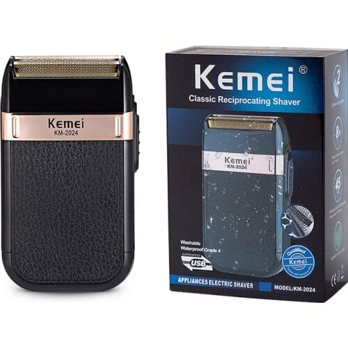 Electric razor KM-2024 Portable Flex Shaver 3 Head Suspended Shaving Beard Trimmer Intelligent Low Noise Cutter 800 MAh Battery