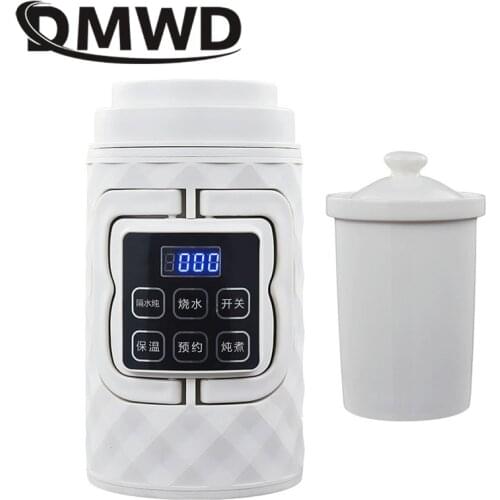 DMWD Stainless Steel Electric Kettle Hot Water Heating Boiler Pot Travel Noodle Soup Stew Cooker Teapot Milk Heater Rice Steamer
