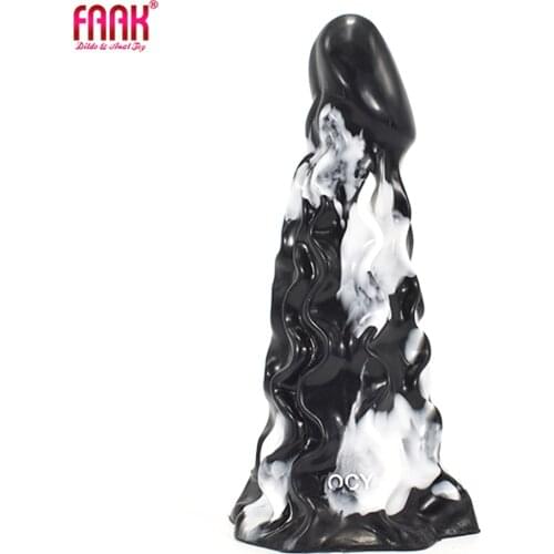 FAAK 2021 new anal plug Highly textured with ribs white black butt sex toys sucker silicone dildo female masturbator discreet