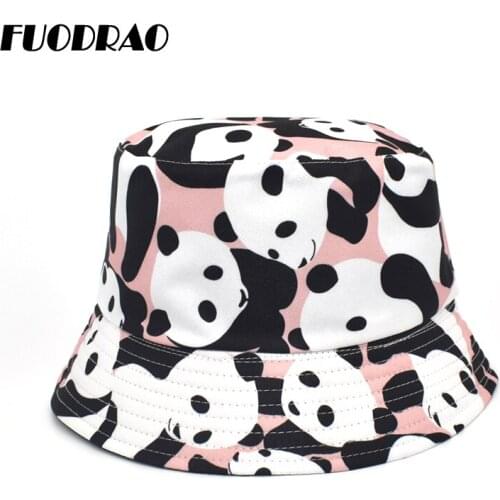 FUODRAO New Fashion Print Bucket Hats Women Reversible Cotton Panama Girl Japanese Fisherman Hat Men Outdoor Beach Sun Caps M133