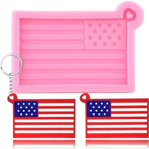 Glossy USA Flag Silicone Keychain Mold Jewelry Making Epoxy Resin Molds Polymer Clay Pendant Necklace Custom Keychain Mould