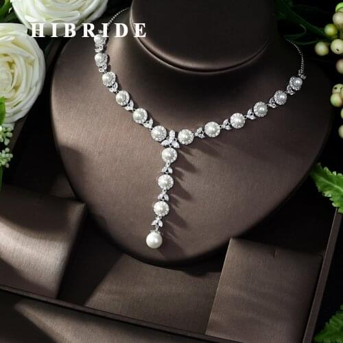 HIBRIDE Brilliant AAA Cubic Zirconia Pendant for Women Jewelry White Gold Color Necklace Party Accessories N-1002
